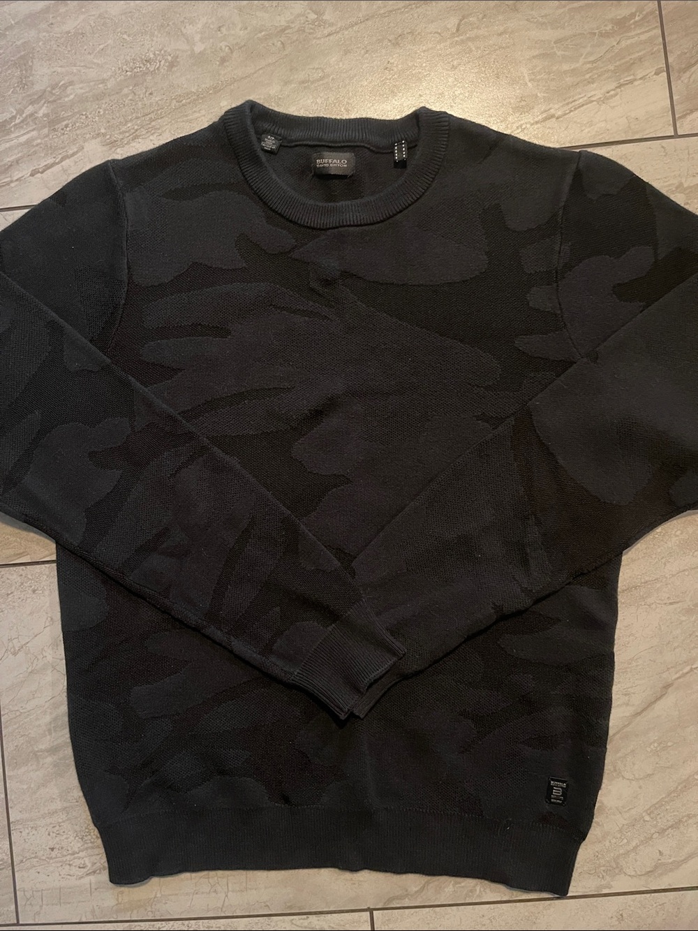 Buffalo David Bitton Black Camouflage Crewneck Sweater